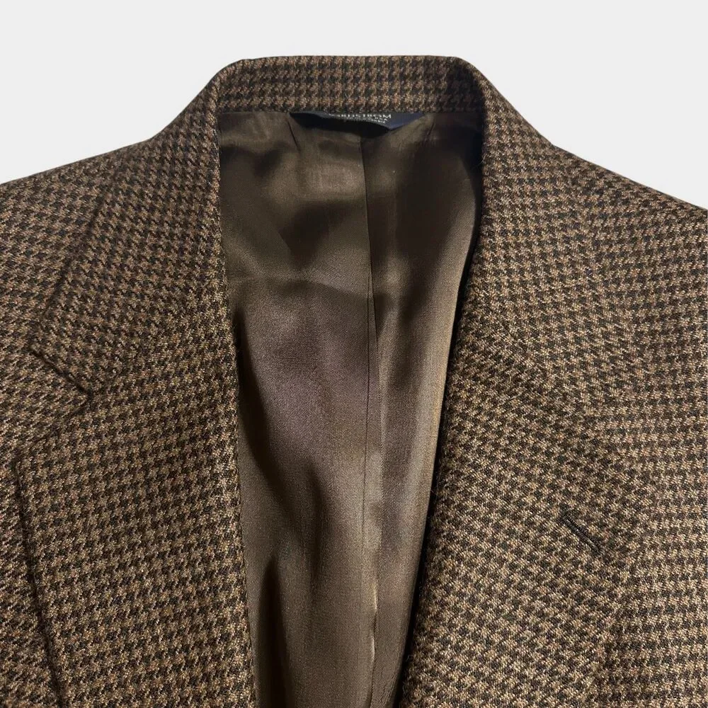 Vintage NORDSTROM Mens Blazer 44L Sport Coat 2-Button Jacket Brown Alpaca Wool